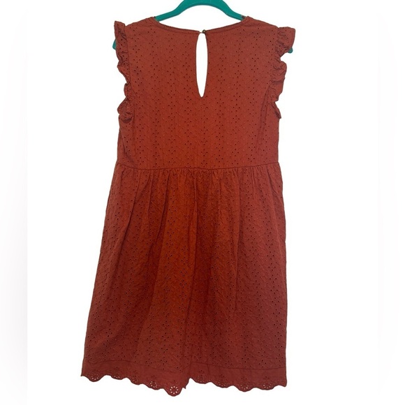 Knox Rose Burnt Orange Eyelet Flutter Sleeve V-Neck Dress Size XS - Picture 11 of 17